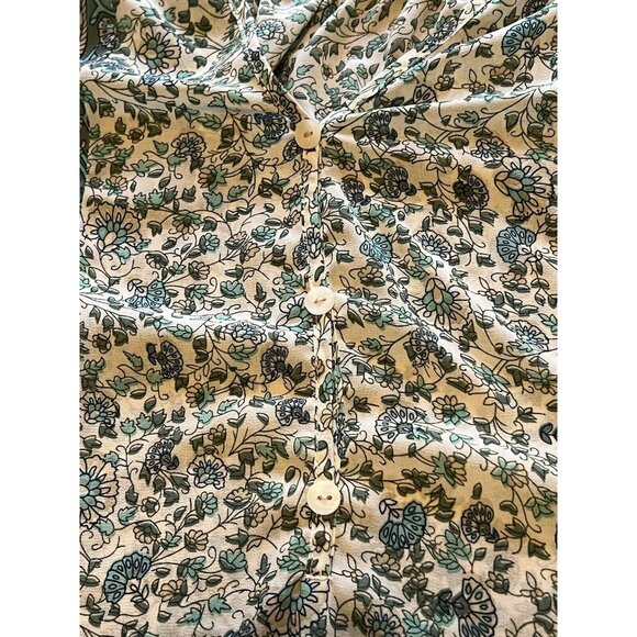 Soft Surroundings Top Women Size Medium Pullover‎ Tunic Henley Floral Roll Tab - Picture 4 of 13